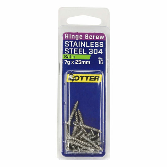 Otter 7 x 25mm Satin Stainless Steel 304 Hinge Screws 16 Pack - Auzzistore