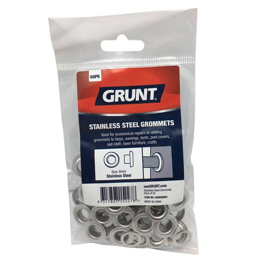 Grunt 8mm Stainless Steel Grommets 50 Pack Durable Repair Accessory