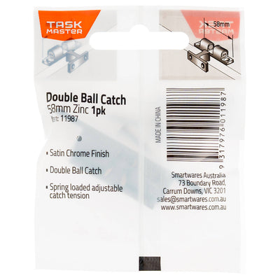 Taskmaster Double Ball Catch - 58mm - Zinc - Ideal for Cabinetry