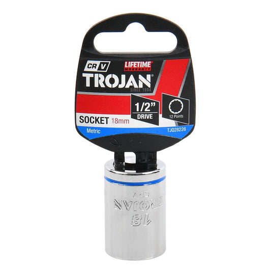 Trojan 18mm Socket 1/2" Drive - Chrome Vanadium - Durable - 12-Point Design – view 2 - Auzzistore