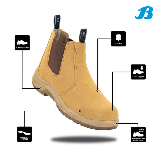 Bata Industrials Wheat Meteor Pull On Safety Boot UK Size 9 - Steel Toe - Slip Resistant - Durable Leather – view 2