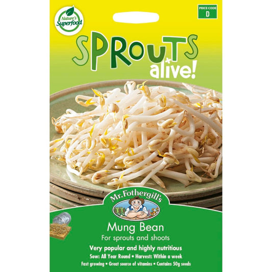 Mr Fothergill Mung Bean Sprouts - 5 Days - Seed - Edible Sprouts - Auzzistore
