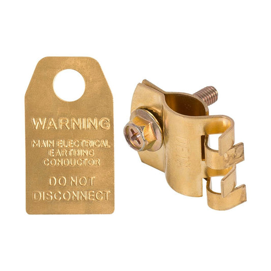 Deta Earth Clamp - 13mm Brass - Durable - Engraved Warning Tag - Auzzistore