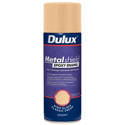 Dulux Metalshield Epoxy Enamel Gloss Spray Paint 300g Classic Cream