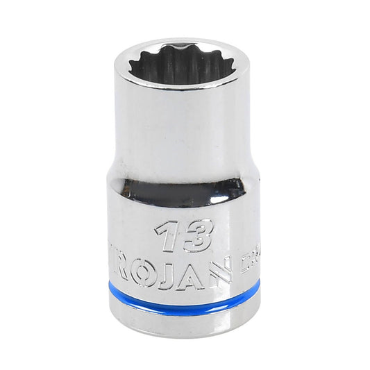 Trojan 13mm Socket 1/2" Drive - Polished Chrome Vanadium - Durable Design - Auzzistore