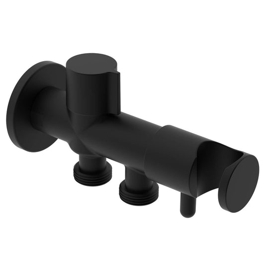 Evekare Matte Black Dual Hand Spray Holder & Shut Off Valve - 138mm x 76mm x 43mm - Aged Care & Independent Living