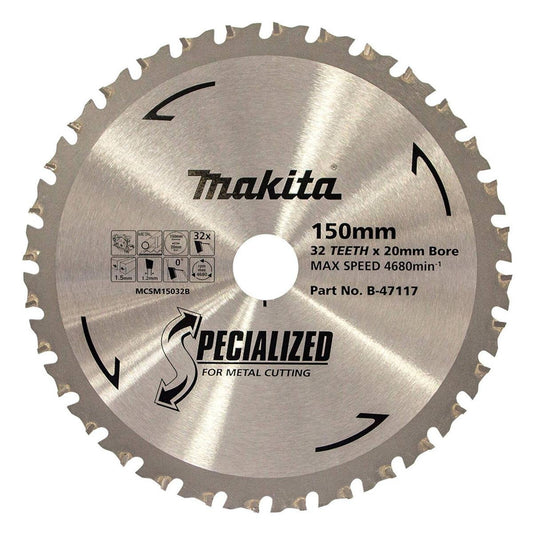 Makita 150mm 32T Metal Circular Saw Blade B-47117 - Durable Carbide - Clean Cuts