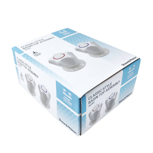 Shaw Mason Ivory Classic Basin Top Assembly Pair - 160mm x 120mm x 70mm - Easy Install - Temperature Indicators – view 2 - Auzzistore