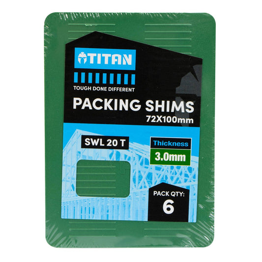 Titan Green Shim Packing - 6 Piece - 3 x 72 x 100mm - Heavy-Duty, No-Slip Design - Auzzistore