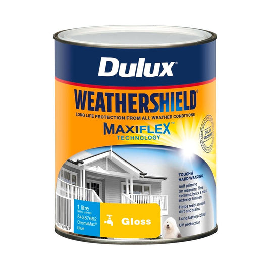 Dulux Weathershield Gloss Exterior Paint 1L - Blue - Self-Priming - Auzzistore