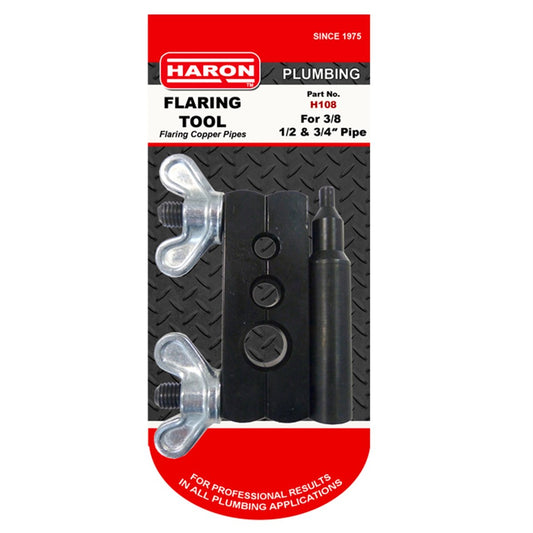 Haron Pipe Flaring Tool - 3/8, 1/2, 3/4" - Heavy Duty Steel - Wing Nut Clamp - Auzzistore