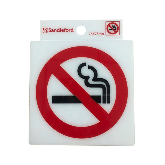 Sandleford No Smoking Symbol Self Adhesive Sign - 75mm - White/Red - Auzzistore
