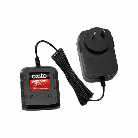 Ozito Home 12V Fast Charger - 1 Hour Charge - Compact Design - Black & Red