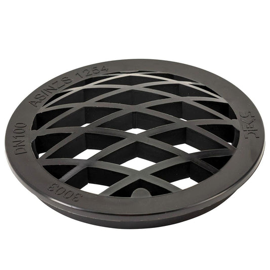 Deks Domed Grate - 100mm - PVC - Black Push-Fit - Auzzistore