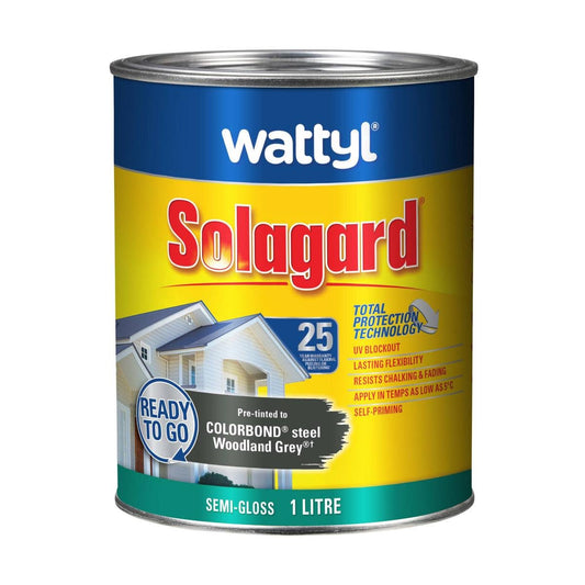 Wattyl 1L Semi Gloss Solagard Exterior Paint - Woodland Grey - Durable Protection - Auzzistore