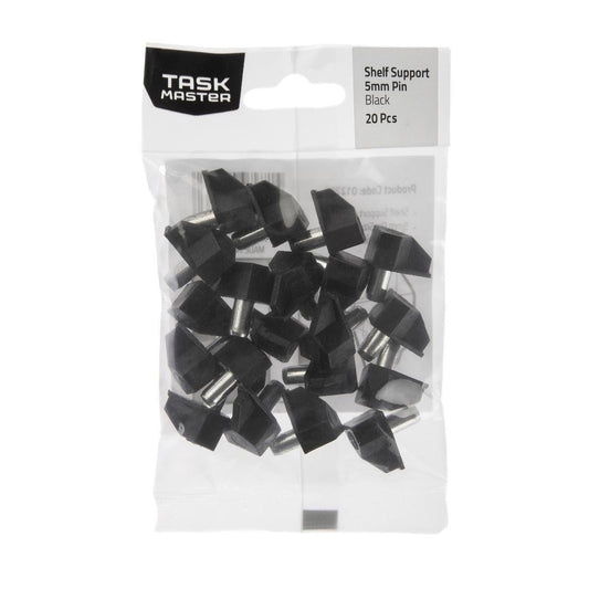 Taskmaster Plastic Shelf Support - 5mm - Black - 20 Pack - Auzzistore
