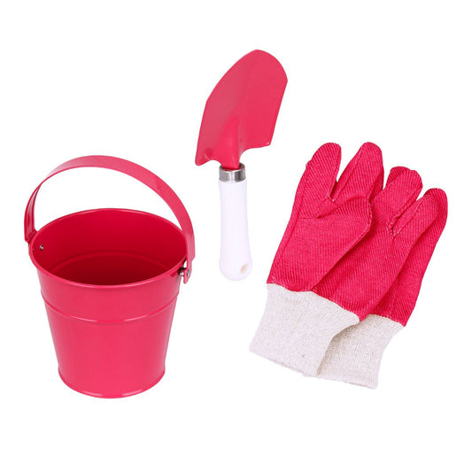 Kids 3 Piece Gardening Set - Pink - 130mm x 140mm - Durable Tools for Ages 3+ - Auzzistore