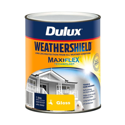 Dulux Weathershield Exterior Paint - Ultra Deep Gloss - 1L - 110mm x 137mm - Auzzistore