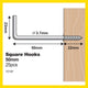 Everhang Square Hook - 50mm - Zinc Plated - Light Duty - 25 Pack