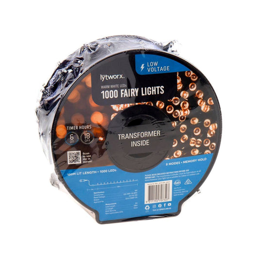 Lytworx Warm White Fairy Lights 1000 Pack - 100m Length - Timer Function - Memory Hold - Auzzistore