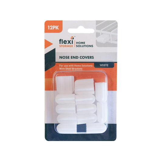 Flexi Storage White Double Slot Wire Shelf Bracket End Cover 12 Pack - Auzzistore