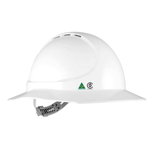 Peak Armour Broadbrim Hard Hat - Lightweight - BSI Certified - 6-Point Harness - Auzzistore