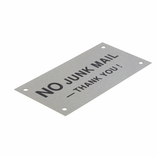 Sandleford Stainless Steel No Junk Mail Sign - 95 x 47mm - Rust Resistant - Auzzistore