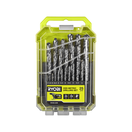 Ryobi 25 Piece Metric High Speed Steel Drill Bit Set 1.0mm - 13mm - Auzzistore