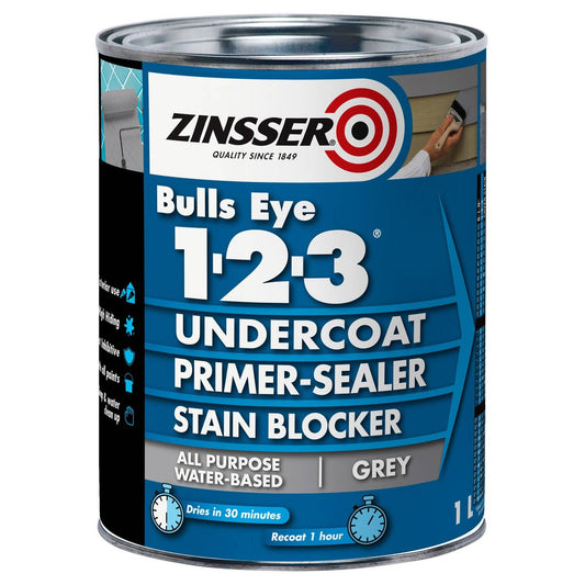 Zinsser Bulls Eye Primer-Sealer Grey 1L Water-Based Stain Blocker - Auzzistore
