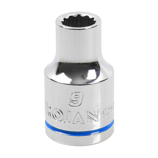 Trojan 9mm Socket 1/2" Drive - Chrome Vanadium - Durable - 12-Point Design - Auzzistore
