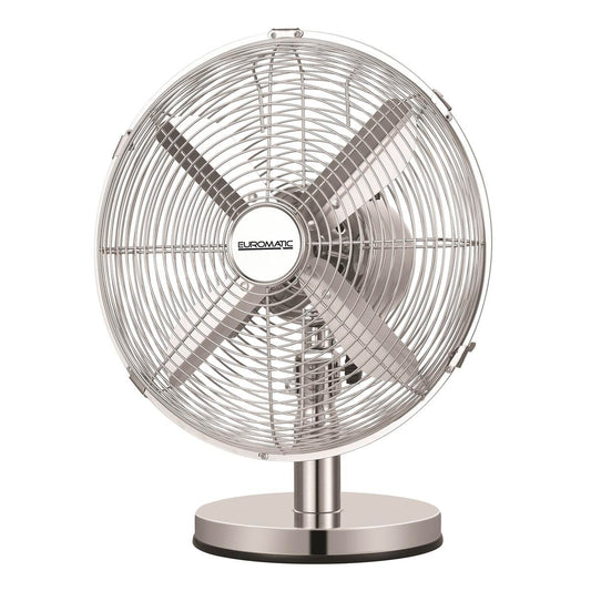 Euromatic Desk Fan - 30cm - Chrome - 3 Speed Settings - Auzzistore