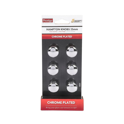 Prestige 25mm Chrome Plated Hampton Knob Zinc Alloy 6 Pack