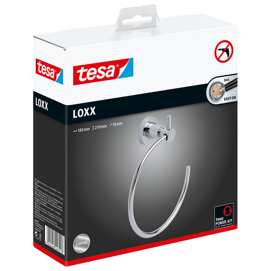Tesa Loxx Towel Ring - Self-Adhesive Chrome Metal - 185mm x 205mm – view 2