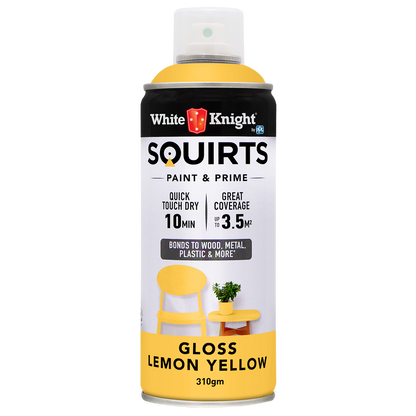 White Knight Squirts Lemon Yellow Gloss Spray Paint 310g Durable Finish