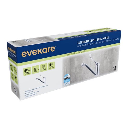 Evekare Chrome Extended Wrist Lever Sink Mixer - 130mm x 160mm - Accessible Control – view 2