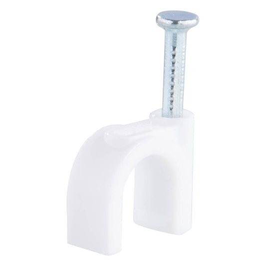 Deta 10mm White Round Cable Clips - 100 Pack - Durable Plastic