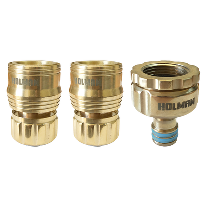 Holman 12mm Brass Hose Connector Set - Durable - Leak Proof - Easy Use