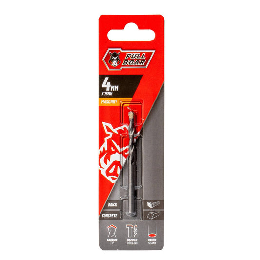 Full Boar 4mm TCT Masonry Drill Bit - High Speed Steel - Durable - Precision - Auzzistore