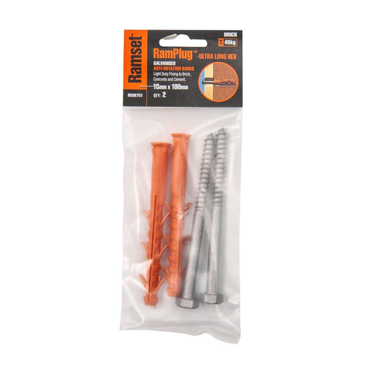 Ramset Ultra Long Anchor 10 x 100mm Nylon Galvanised 2 Pack - Auzzistore