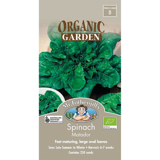 Mr Fothergill Spinach Matador Seeds 7 Weeks Fast Maturing Baby Leaves - Auzzistore