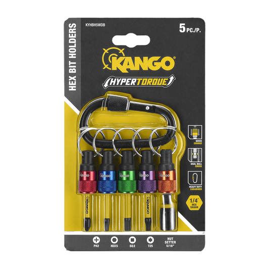Kango Hypertorque Hex Bit Holders - Mixed Impact Driving Bits Set 5 Piece - 50mm - Auzzistore
