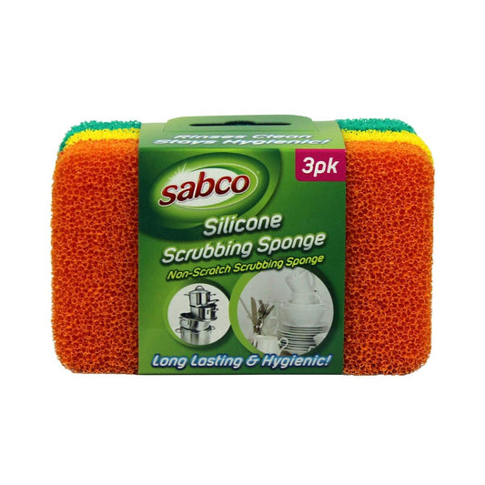 Sabco Silicone Scrubbing Sponge - 3 Pack - Non Scratch - Multi Use