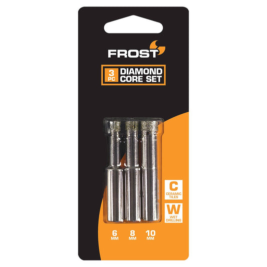 Frost Diamond Core Bit Set - 3 Piece - 6mm 8mm 10mm - Silver - Durable - Auzzistore