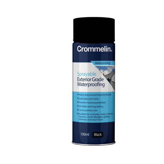 Crommelin 100ml Black Sprayable Waterproofing - Rubberised Coating - UV Stable - Auzzistore