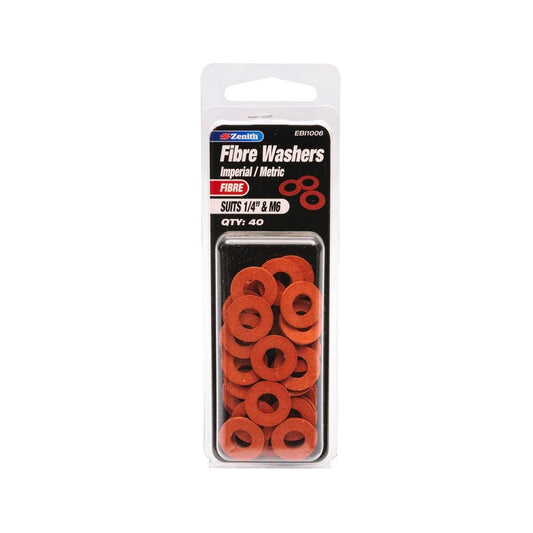 Zenith Fibre Washer 1/4 & M6 40 Pack - Non-Conductive - Vibration Resistant - Auzzistore
