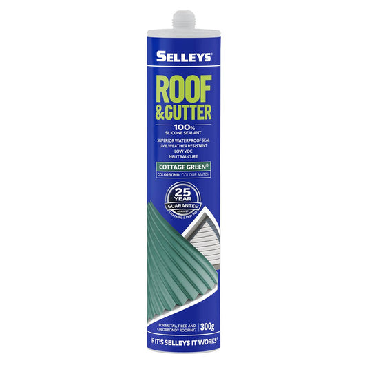 Selleys Cottage Green Roof and Gutter Silicone Sealant 300g - Waterproof, UV Resistant - Auzzistore