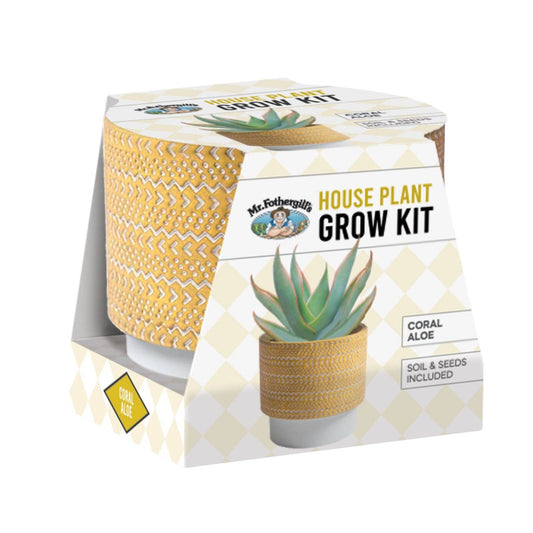 Mr Fothergill's Coral Aloe Grow Kit - Terracotta Pot - 95mm x 100mm - Yellow - Auzzistore