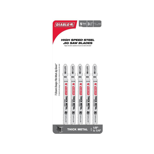 Diablo Jig Saw Blade - High Speed Steel - 92mm - 5 Pack - For 3-7mm Metal - Auzzistore