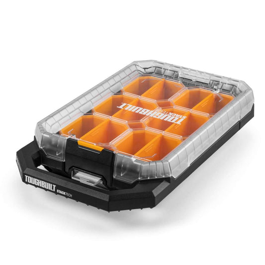 Toughbuilt Stacktech Compact Low Profile Organiser - 6 Bins - IP65 Rated - 470mm x 90mm x 260mm - Auzzistore
