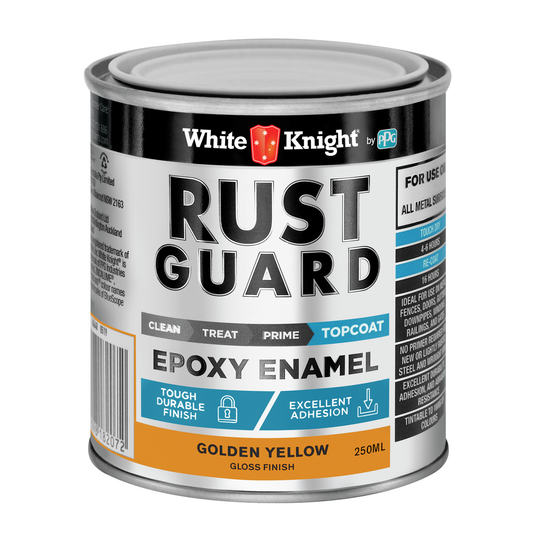 White Knight Rust Guard Epoxy Enamel Paint 250ml Golden Yellow - UV Resistant, Durable - Auzzistore